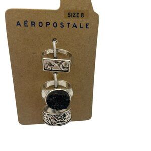 New Aeropostale Silver Tone 3 Ring Set - Size 8